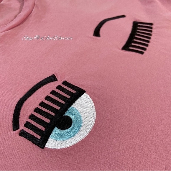Chiara Ferragni embroidered pink WINK graphic T-shirt *shop@iamwarrior - Picture 5 of 12